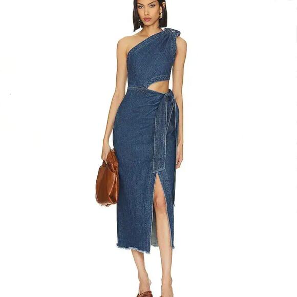 Jonathan Simkhai Dresses & Skirts - NWT Jonathan Simkhai Doran Denim Midi Dress - One Shoulder - Blue Covina - Sz S